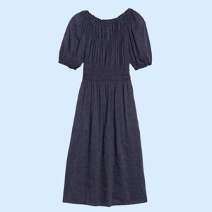 Beautiful dress for spring!! Waist-Defined Puff-Sleeve Embroidered Midi Dress